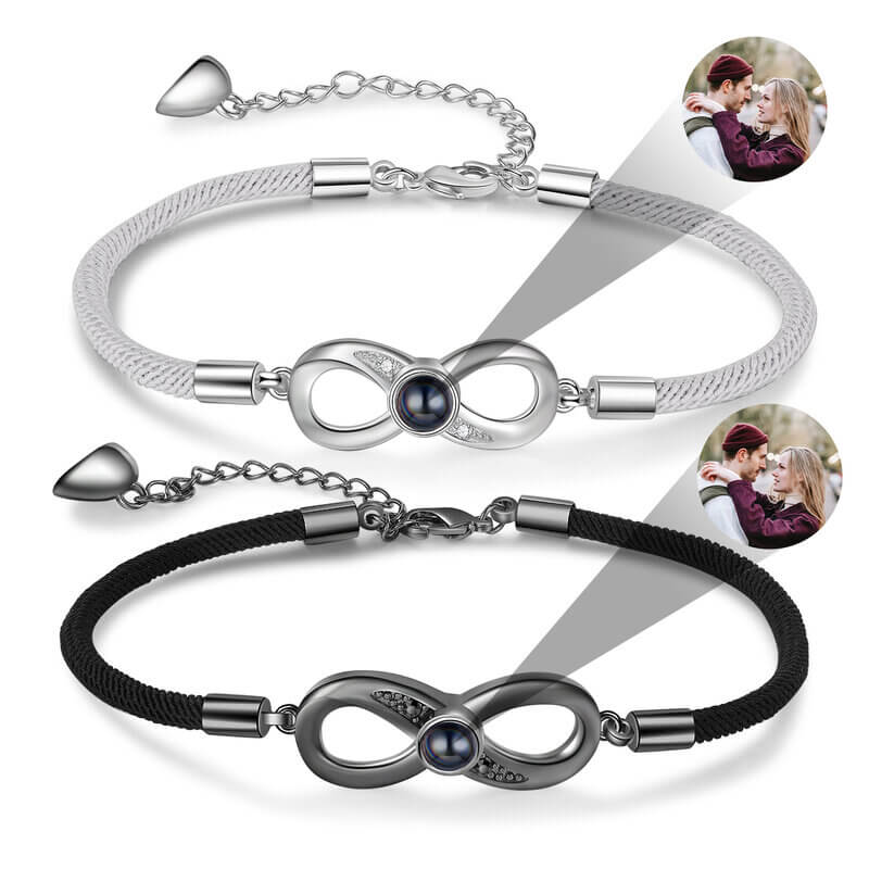 Armband för Par med Bild Inuti – Oändlighetssymbol, Set om 2