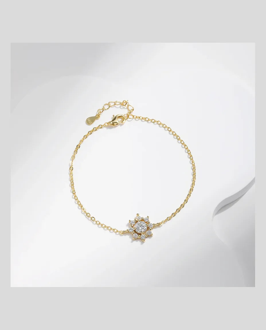 Armband med snöflinga i moissanit – 0,5 ct i färg D, guldpläterat 925 sterlingsilver