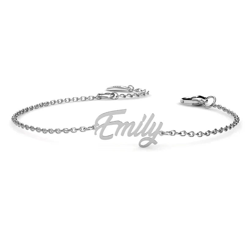 Namnarmband i 925 Sterling Silver med Namn längs Kedjan – Guld, Silver eller Roséguld