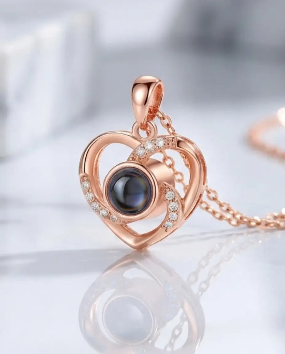 Halsband med Bild Inuti – Klassiskt Hjärta för Varje Dag, Present till Henne
