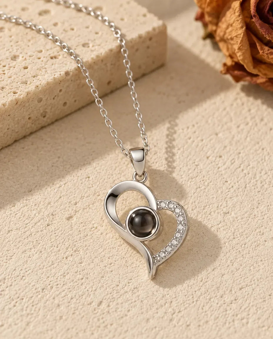 Halsband med Bild Inuti - framifrån i silver