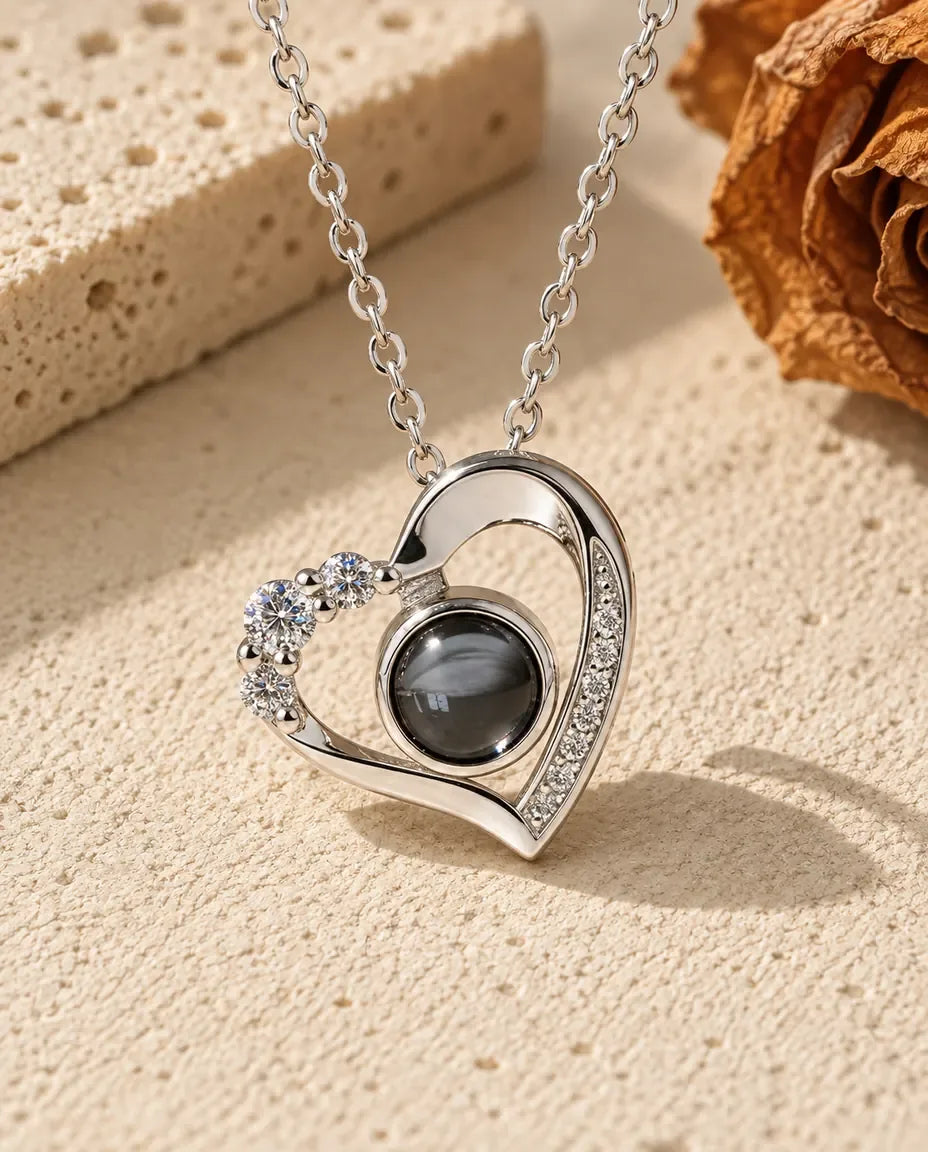Halsband med Bild Inuti - framifrån i silver