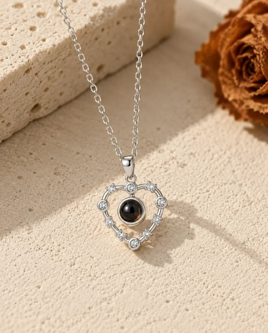 Halsband med Bild Inuti - framifrån i silver