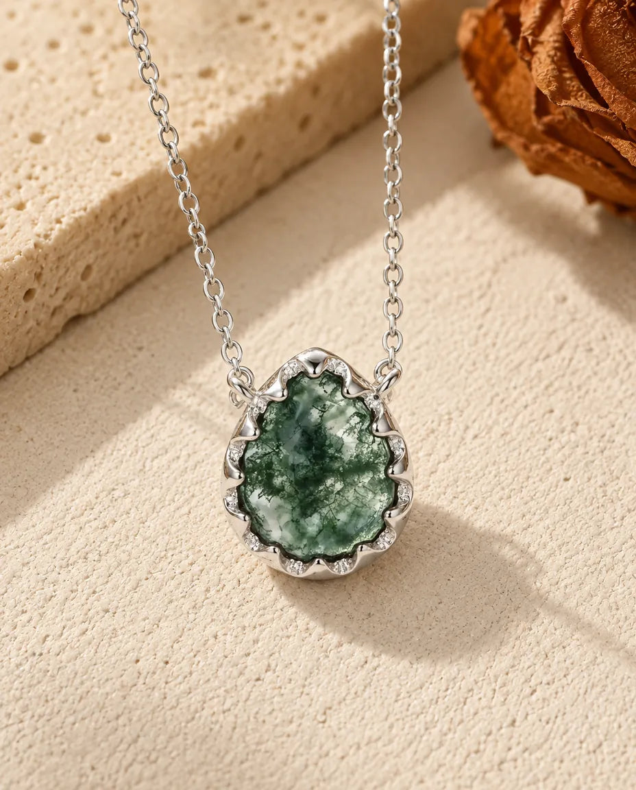 Moss Agate Halsband - framifrån