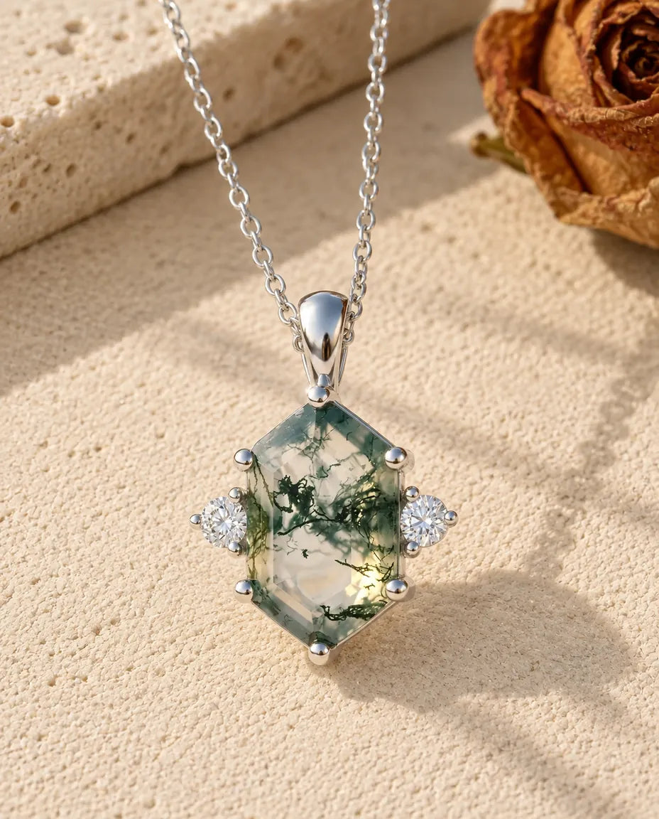 Moss Agate Halsband - framifrån