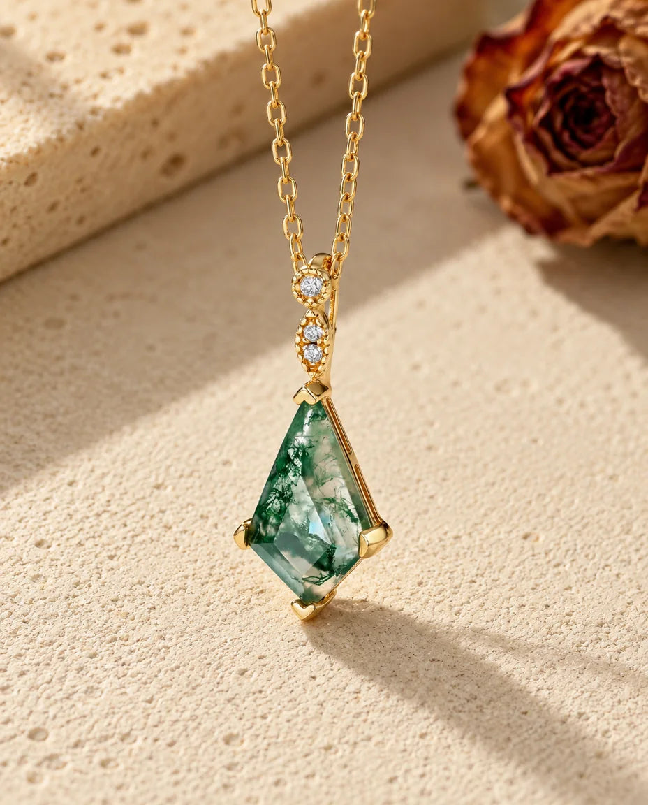 Moss Agate Halsband - framifrån