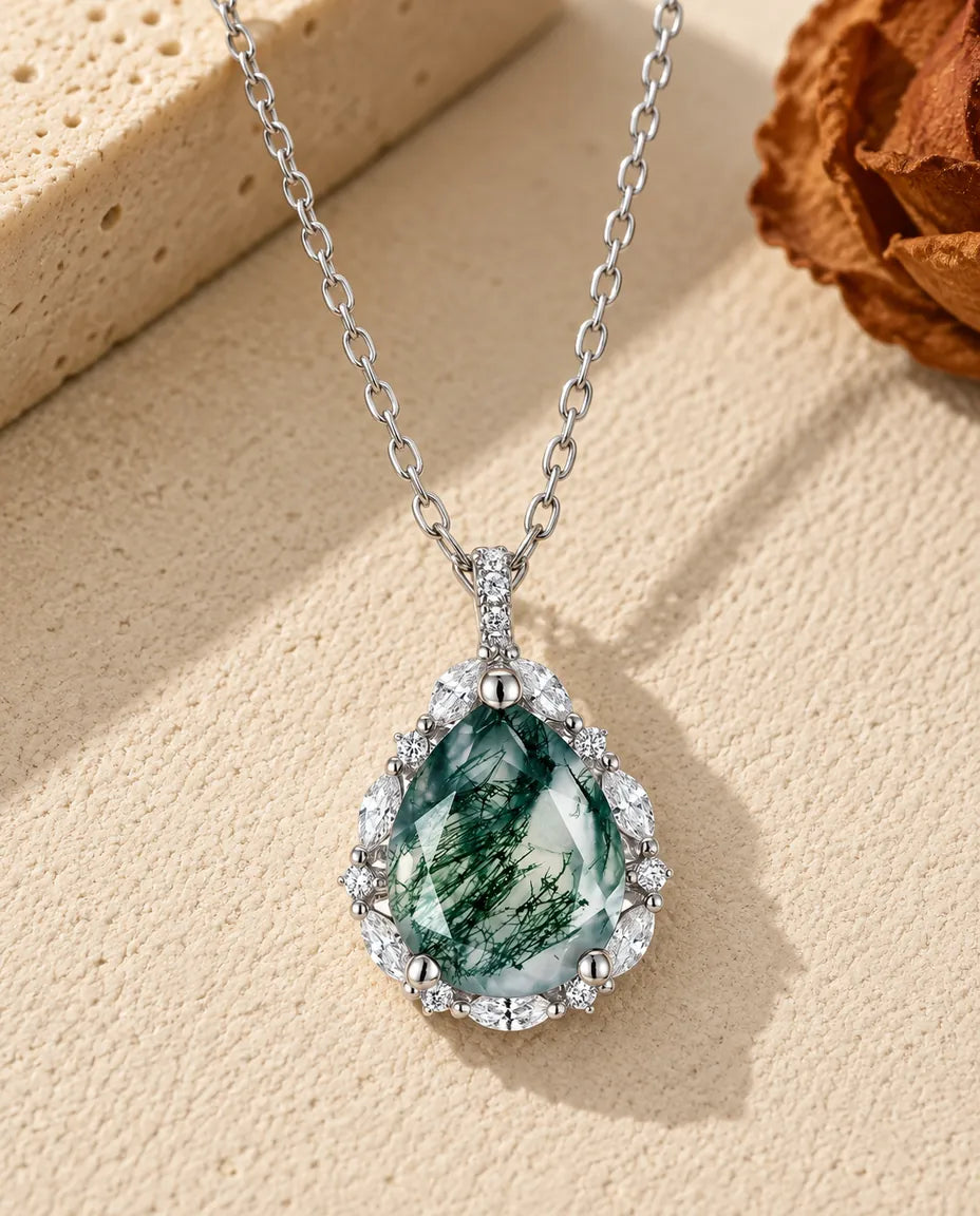 Moss Agate Halsband - framifrån