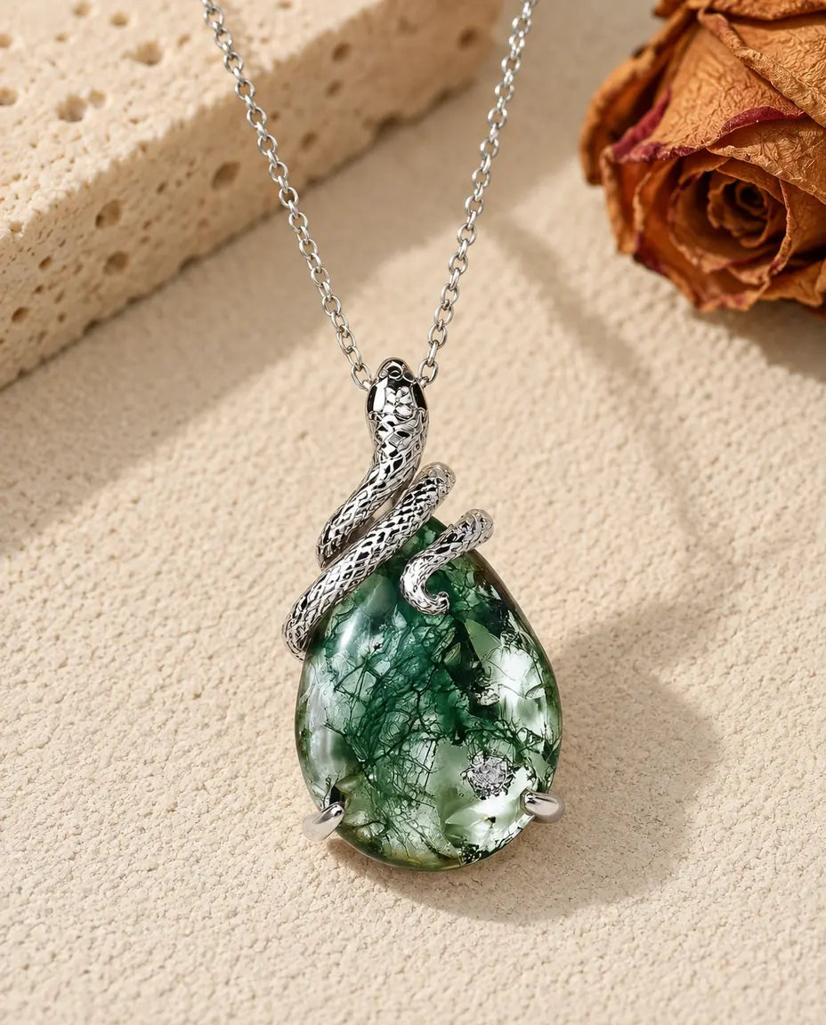 Moss Agate Halsband - framifrån
