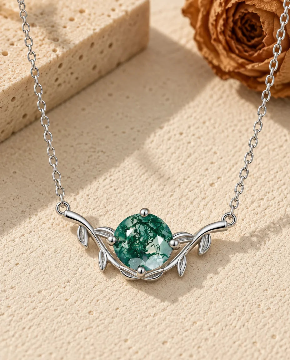 Moss Agate Halsband - framifrån
