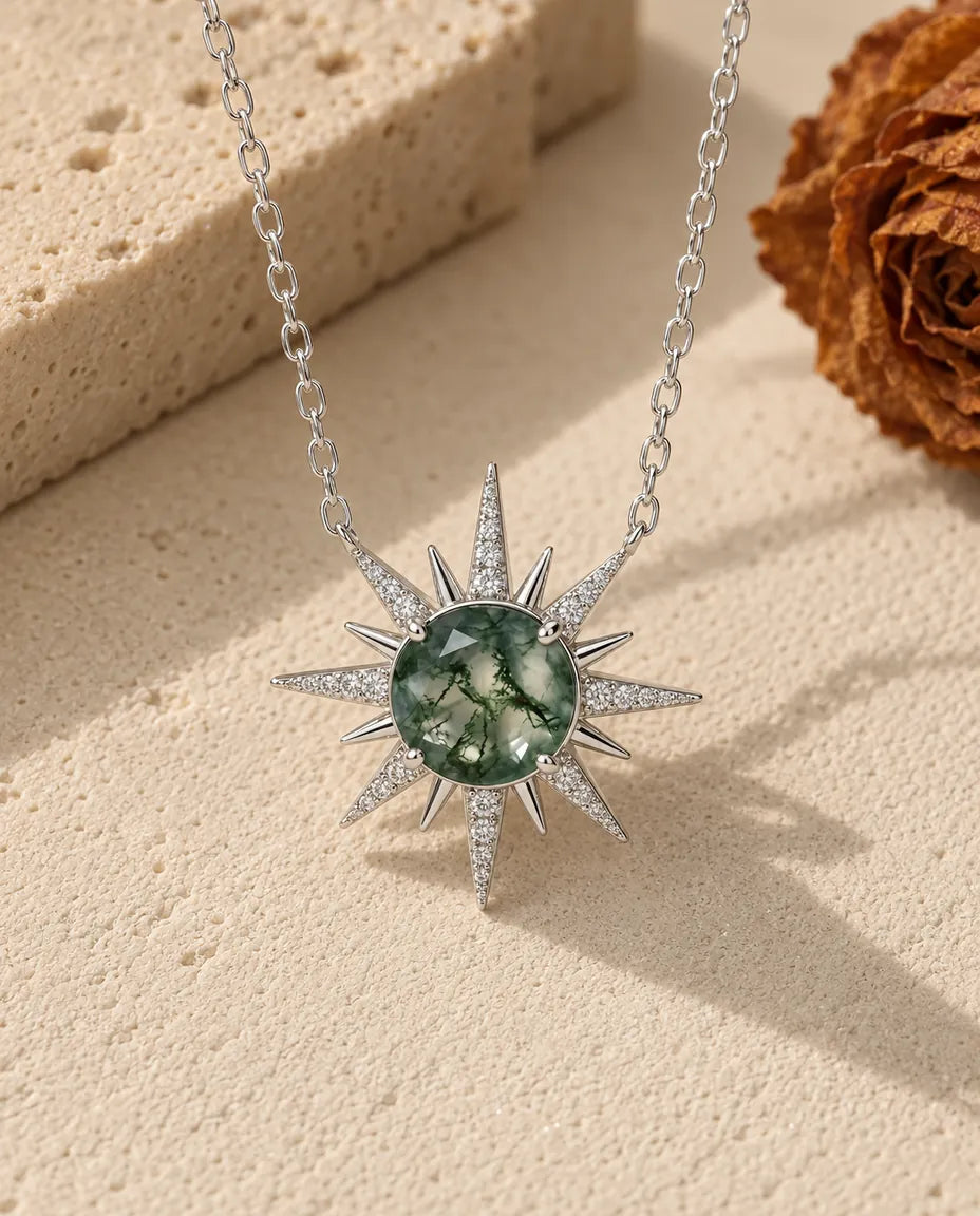 Moss Agate Halsband - framifrån