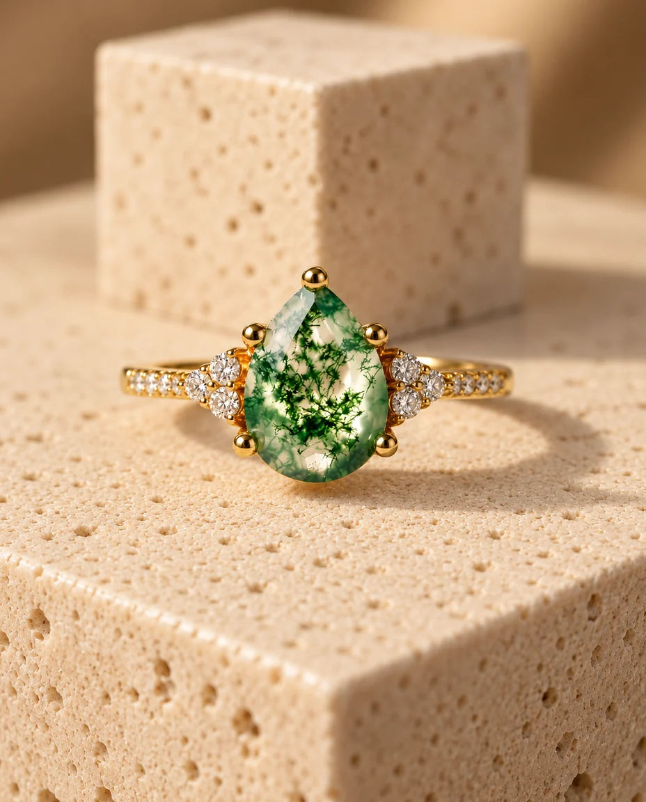 Moss Agate Ring - framifrån