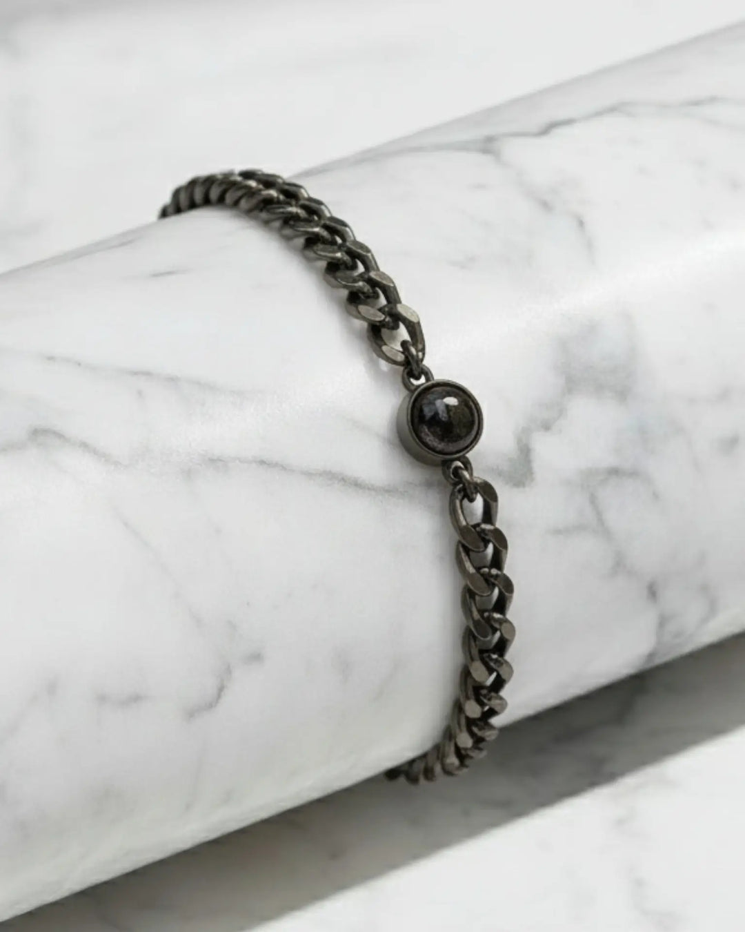 Armband Herr med Bild Inuti – Vintage i Rostfritt Stål och Läder