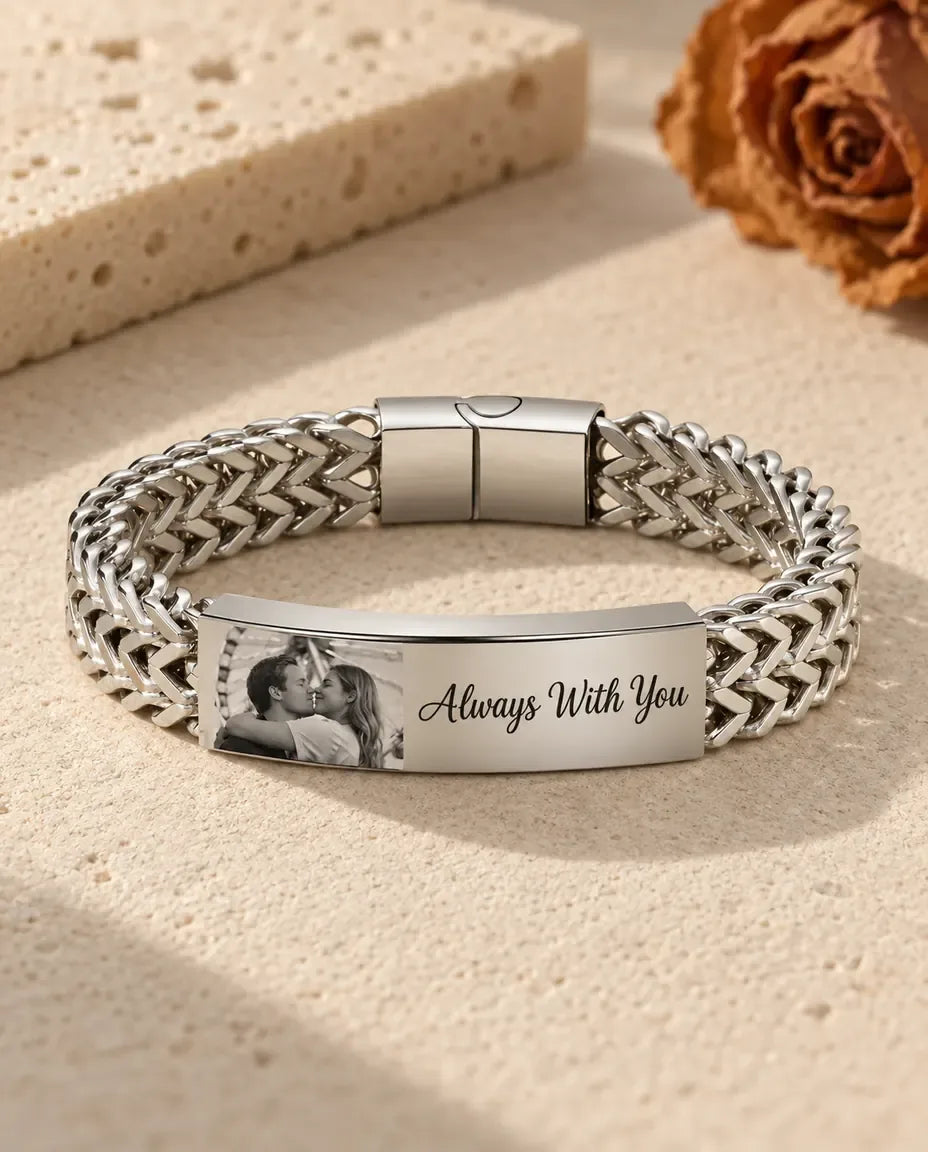 Armband Herr med Bild - framifrån i silver