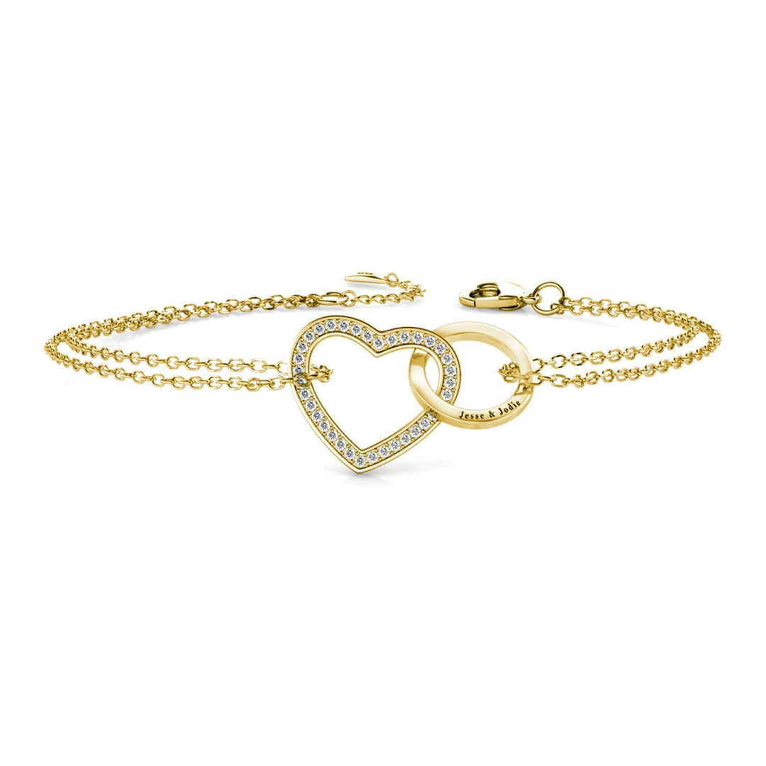 Graverat Armband med Hjärta och Cirkel – 925 Sterling Silver med Gyllene Ton