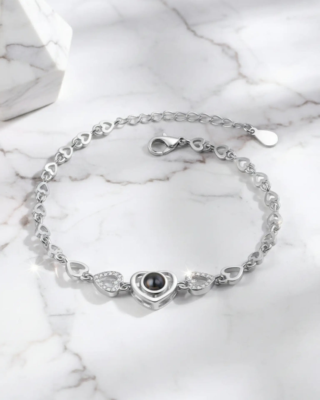 Armband med Bild Inuti – Hjärtberlock i 925 Sterling Silver eller Koppar