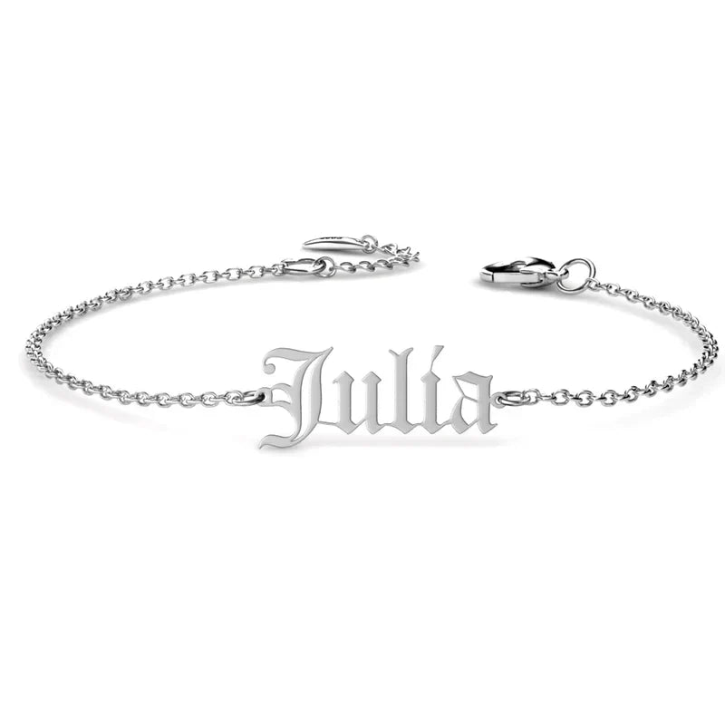 Namnarmband i Old English-stil – 925 Sterling Silver, Present till Henne