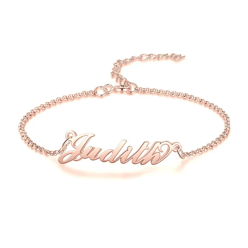 Armband med Namn – Polerad Koppar i Silver, Guld eller Roséguld