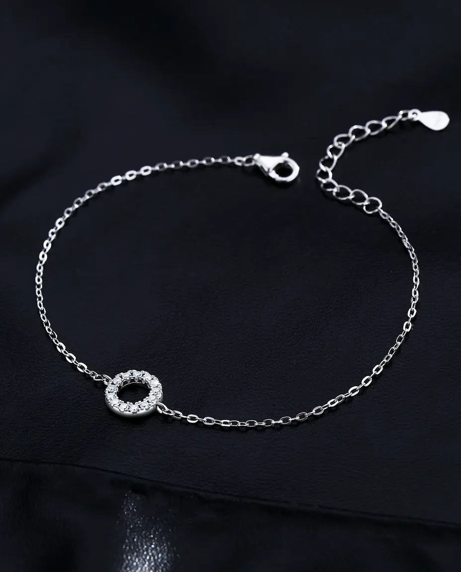 Armband med öppen cirkel i moissanit – 925 sterlingsilver, tretton pavéstenar i färg D