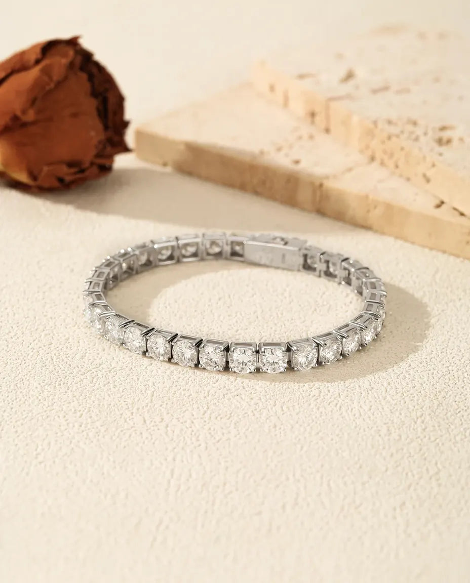 Tennisarmband med moissanit – 2 mm stenar i färg D och renhet VVS1 i 925 sterlingsilver, 15,5 till 19 cm