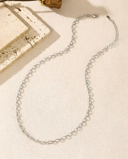 Halsband med Ankarkedja i 925 Sterlingsilver - liggande med hela kedjan, låset och förlängningen