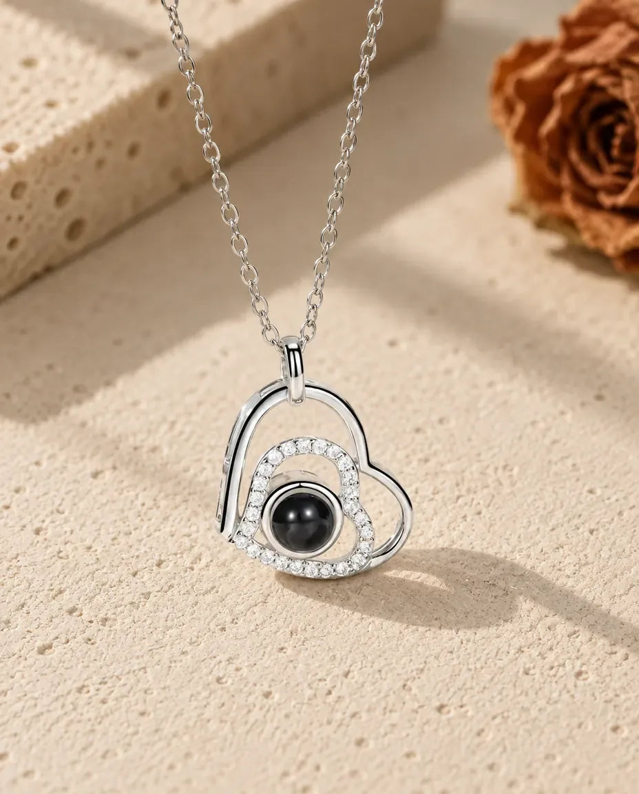 Halsband med Bild Inuti - framifrån i silver