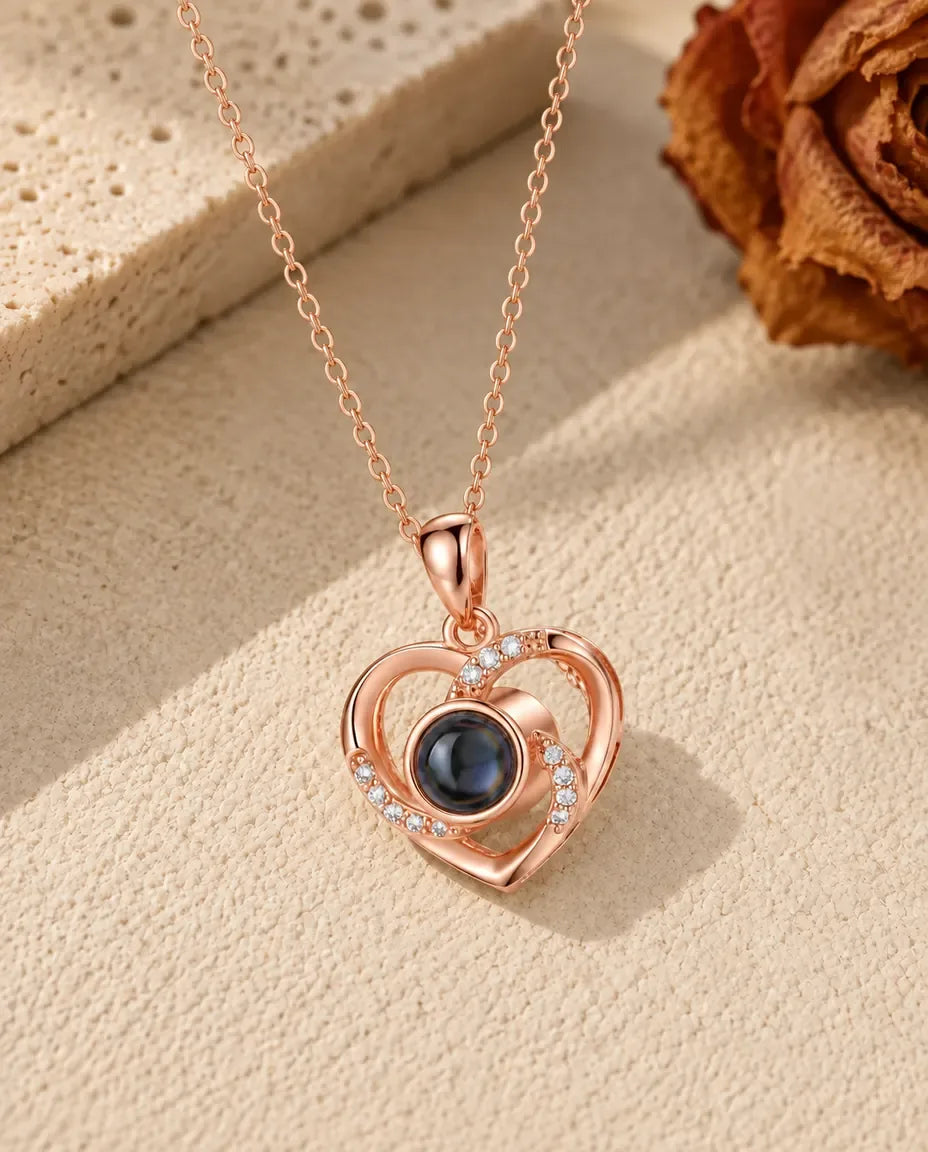 Halsband med Bild Inuti - roséguldfinish