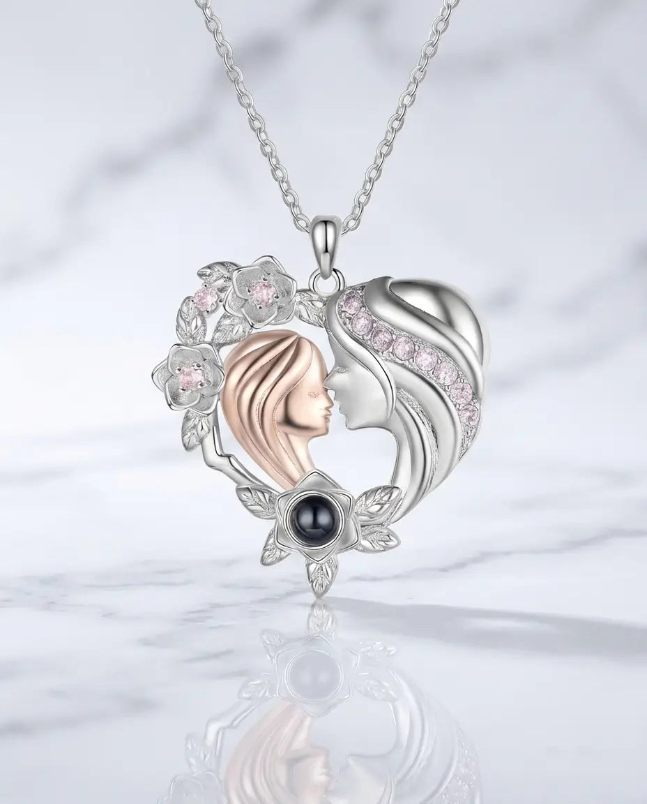 Halsband med Bild Inuti – Hjärta för Mor och Dotter, Present till Mamma