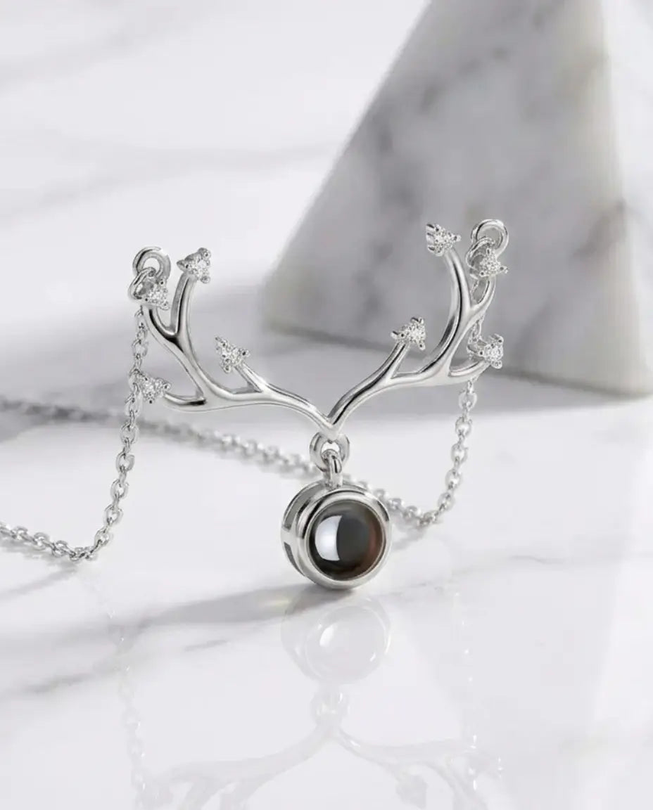 Halsband med Bild Inuti – Hjorthorn i 925 Sterling Silver eller Koppar