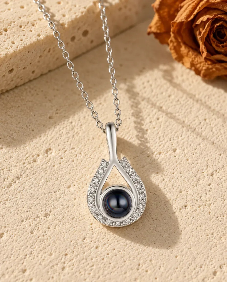 Halsband med Bild Inuti - framifrån i silver