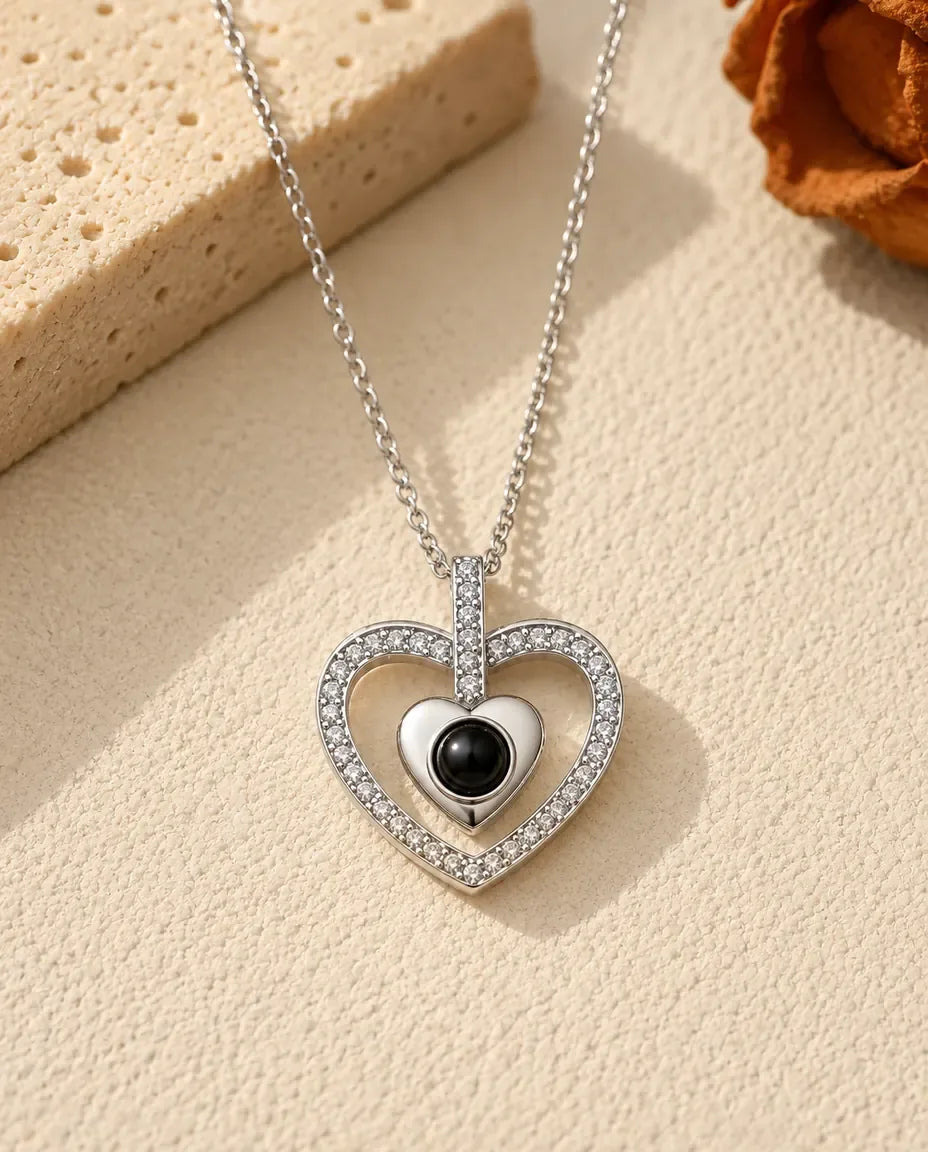 Halsband med Bild Inuti - framifrån i silver