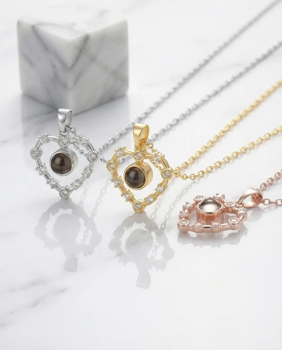 Halsband med Bild Inuti – Hjärthänge med 18K Guldplätering, Present till Henne eller Mamma