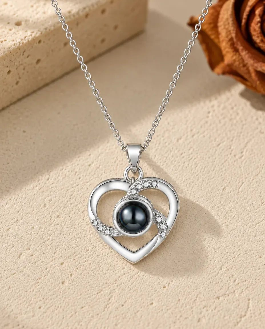 Halsband med Bild Inuti - framifrån i silver