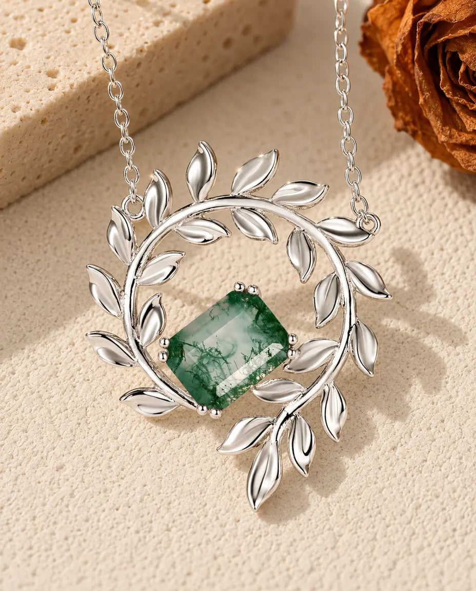 Moss Agate Halsband - framifrån