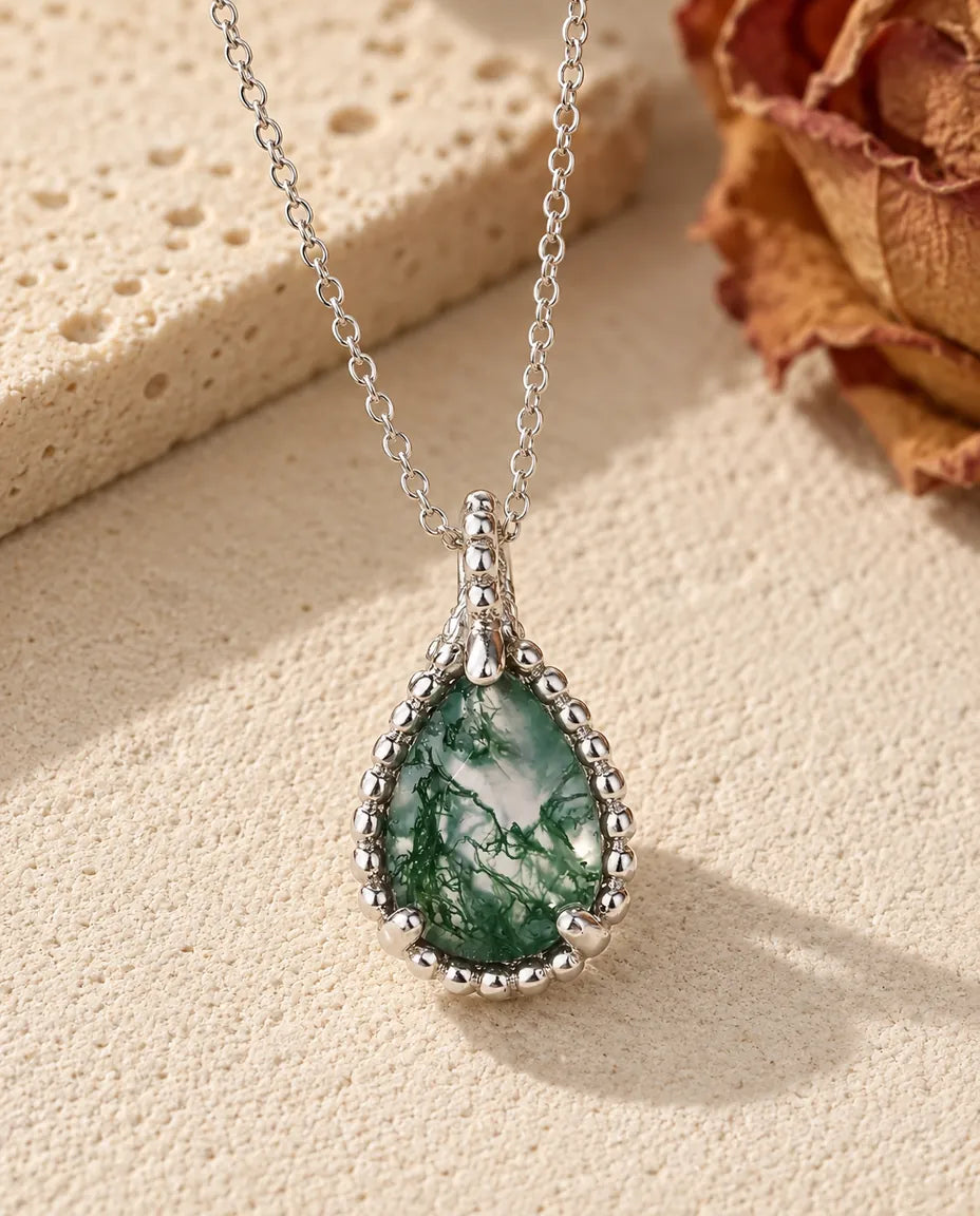 Moss Agate Halsband - framifrån
