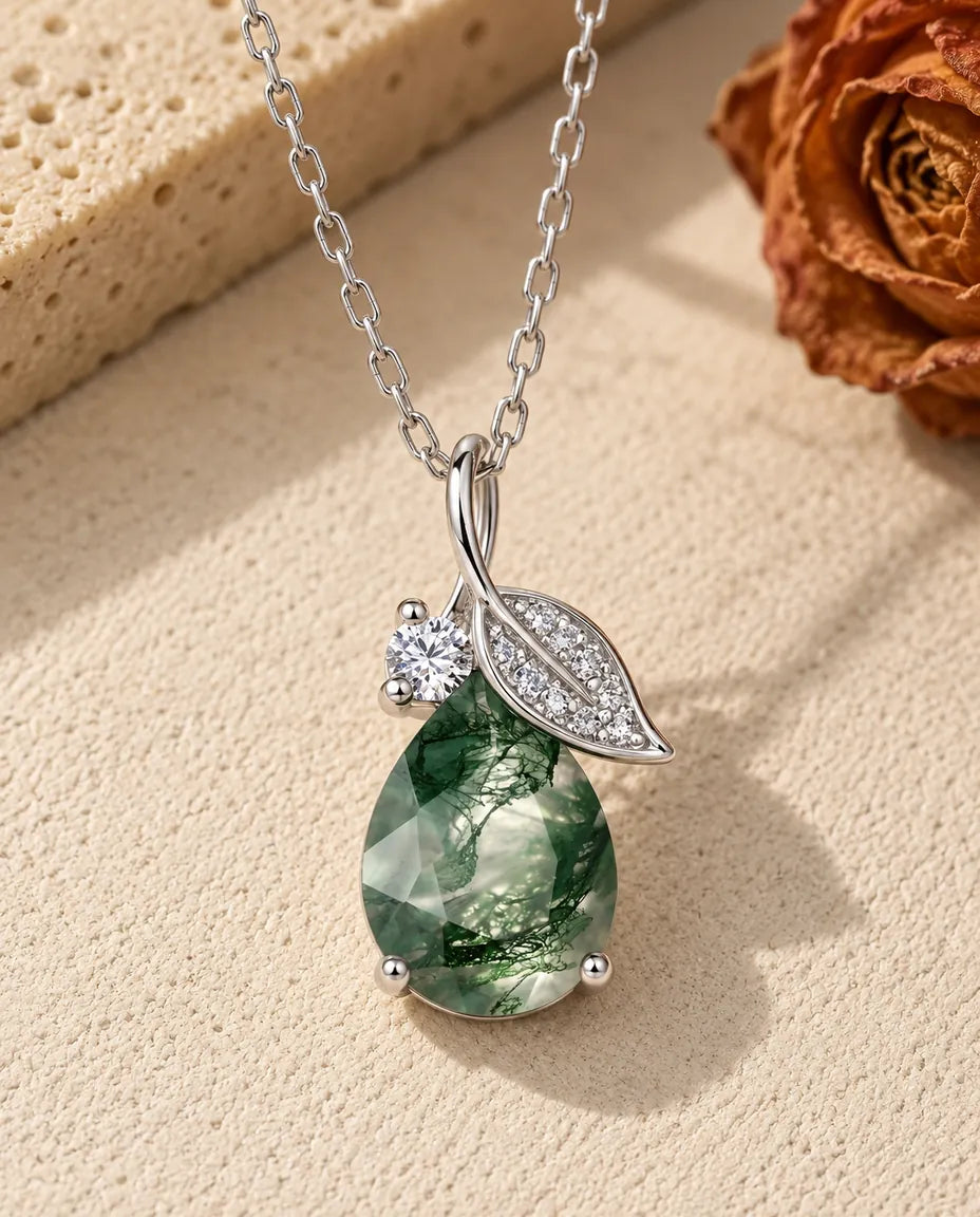 Moss Agate Halsband - framifrån