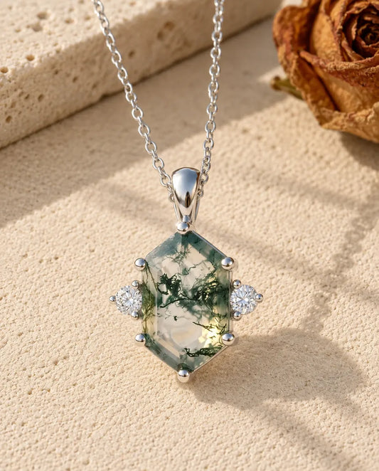 Moss Agate Halsband - framifrån