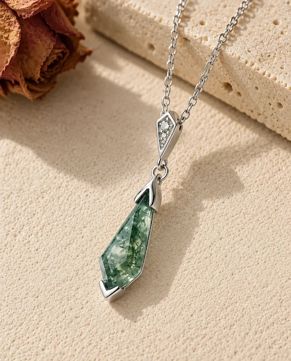 Moss Agate Halsband - framifrån