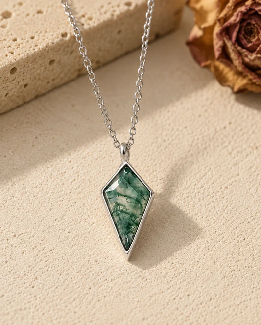 Moss Agate Halsband - framifrån