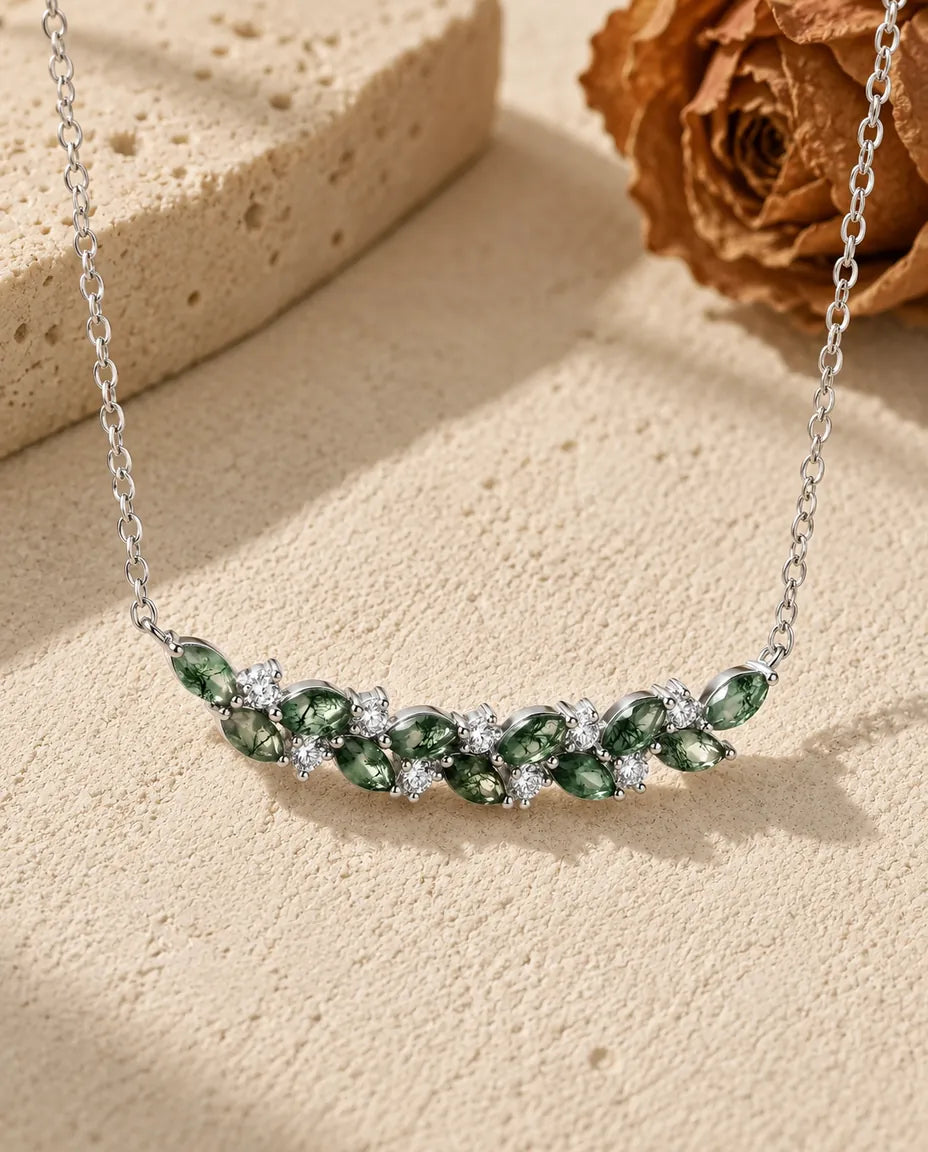 Moss Agate Halsband - framifrån
