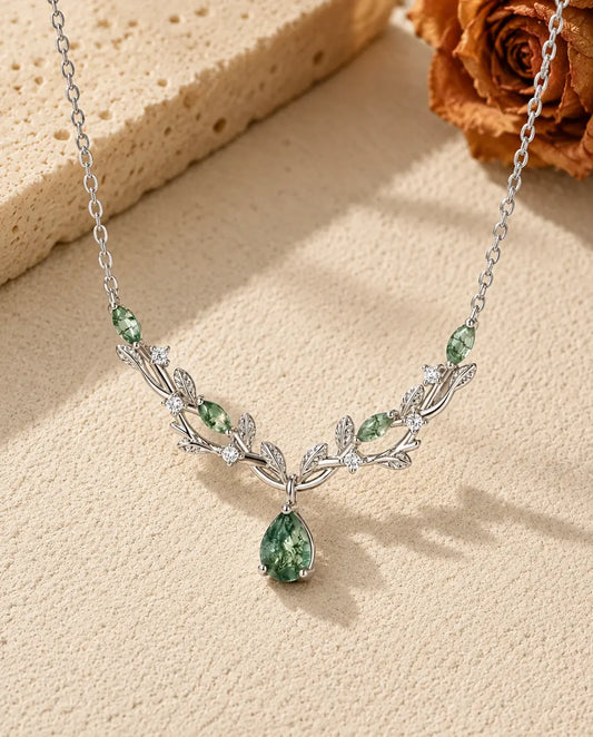 Moss Agate Halsband - framifrån