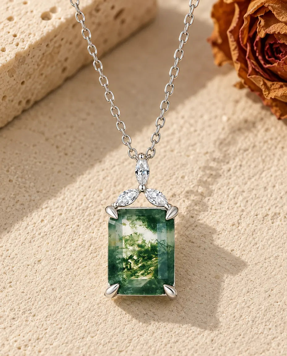 Moss Agate Halsband - framifrån