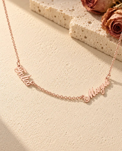 Halsband med Två Namn i 925 Sterling Silver - roséguldfinish