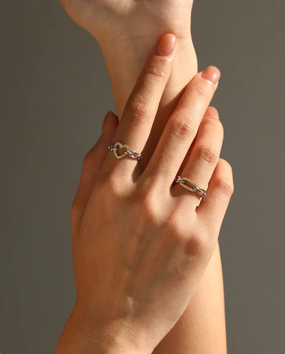 Länkring Tvåfärgad - guldfärgad pavélänk mellan silverlänkar, storlek 5 till 9, 925 sterlingsilver
