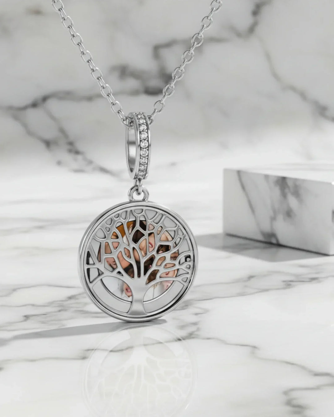 Medaljong Livets Träd i 925 Sterling Silver – Bild och Gravyr, Present till Mamma