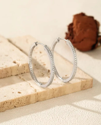 Moissanite Creoler 32 mm - 110 stenar infattade på insidan, 0,88 ct färg D, 925 sterlingsilver