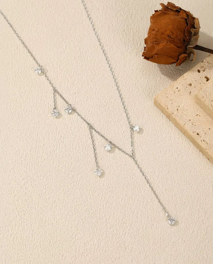 Moissanite Halsband med Sju Hängen - stenar på 0,30 ct och 4 mm på trappad kedja, 925 silver, 40+5 cm