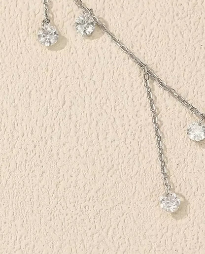 Moissanite Halsband med Sju Hängen - stenar på 0,30 ct och 4 mm på trappad kedja, 925 silver, 40+5 cm