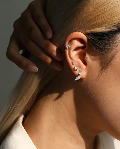Moissanite Klickörhängen med Hänge Marquise - en sten på 0,50 ct 4 x 8 mm per örhänge, 14,5 mm långa, 925 sterlingsilver