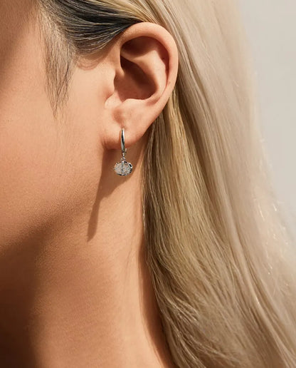 Moissanite Klickörhängen med Hänge Ovala - stenar på 1,00 ct 5 x 7 mm, 21 mm långa, 925 sterlingsilver