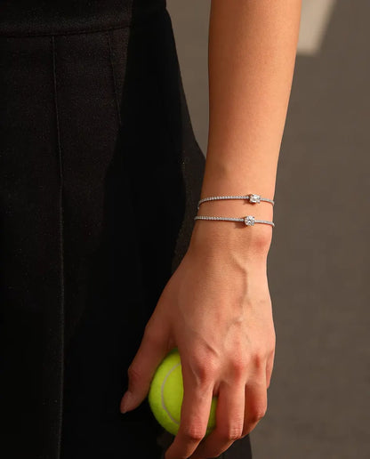 Moissanite Tennisarmband i smaragdslipning - 1,00 ct färg D, 5 x 7 mm, 925 sterlingsilver, 16 + 5 cm